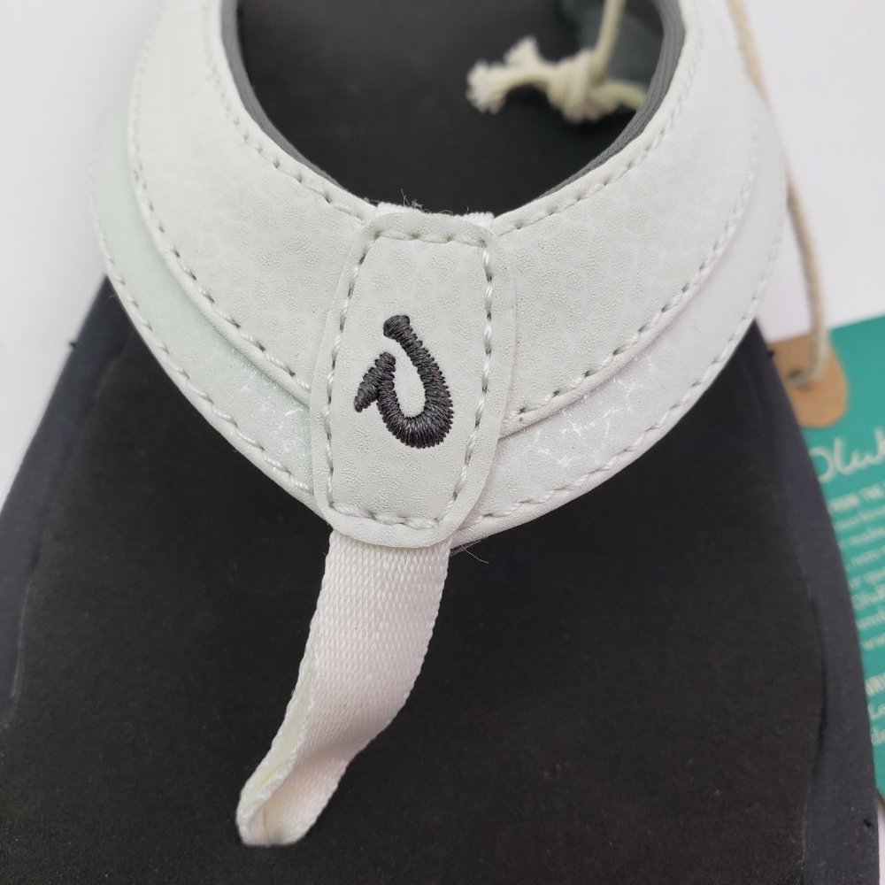 OluKai Women's White and Black Flip Flop Sandals - Picture 9 of 14